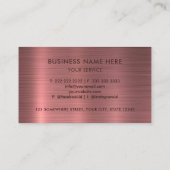 Benutzerdefinierter rosa Lila Metallstil Beruflich Visitenkarte (Rückseite)