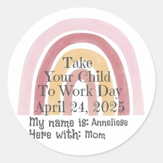 Benutzerdefinierter rosa Regenbogen bringt Ihr Kin Runder Aufkleber (Vorderseite)