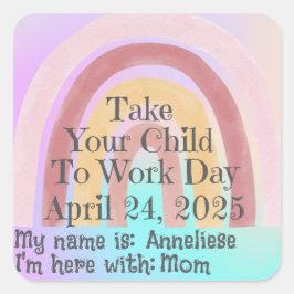 Benutzerdefinierter rosa Regenbogen Nehmen Sie Ihr Quadratischer Aufkleber