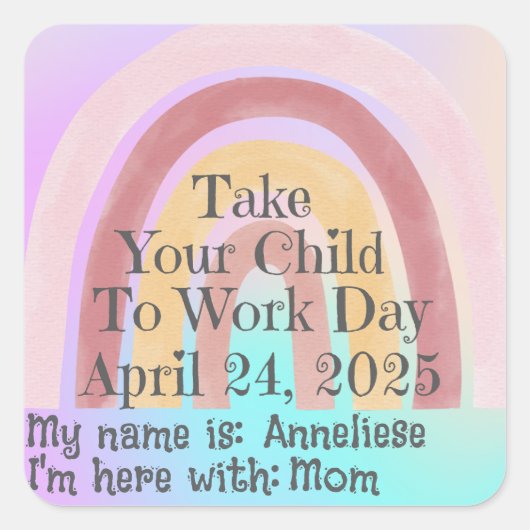 Benutzerdefinierter rosa Regenbogen Nehmen Sie Ihr Quadratischer Aufkleber (Vorderseite)