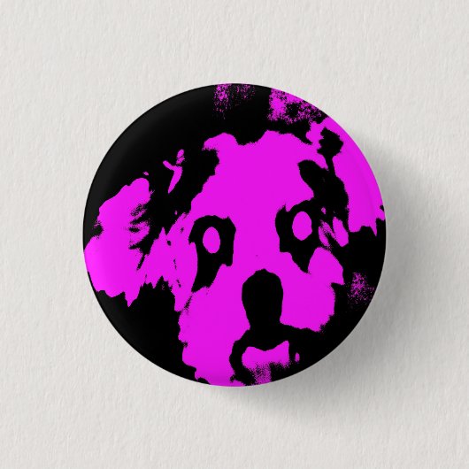 Benutzerdefinierter rosa schwarzer Hund Kleiner Ro Button (Vorderseite)