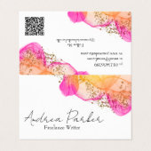 Benutzerdefinierter rosa Tinte Einfache moderne QR Visitenkarten (Außenseite Aufgefaltet)