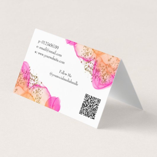 Benutzerdefinierter rosa Tinte Einfache moderne QR Visitenkarten (Rückseite)