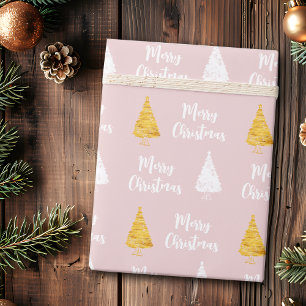 Benutzerdefinierter rosafarbener weißer goldener W Geschenkpapier
