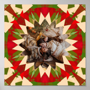 Benutzerdefinierter Roter Grüner Weihnachtsstern F Poster