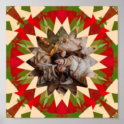 Benutzerdefinierter Roter Grüner Weihnachtsstern F Poster (Vorne)