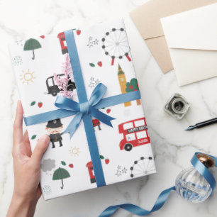 Benutzerdefinierter roter Londonbus und Uhrturm-Ge Geschenkpapier