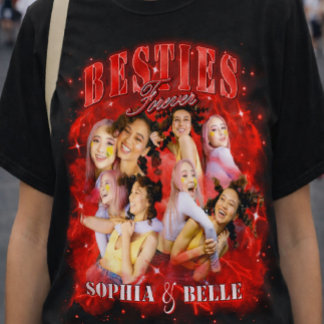 Benutzerdefinierter roter Retro-Bootleg-Besties-90 T-Shirt