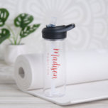 Benutzerdefinierter roter Skriptname Trinkflasche<br><div class="desc">Klarere Wasserflasche mit Vorname in einem fett roten Skript mit Nachname in moderner Schrift. Die einfache,  personalisierte Wasserflasche kann auch zur Anzeige Ihres Unternehmens- oder Firmennamens verwendet werden.</div>