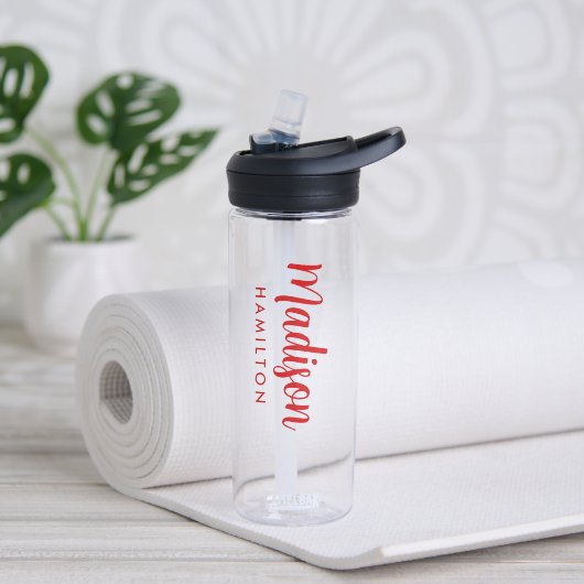 Benutzerdefinierter roter Skriptname Trinkflasche (Yoga)
