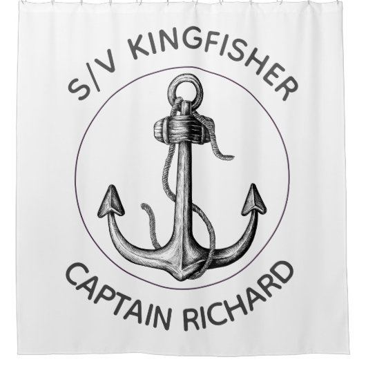 Benutzerdefinierter rustikaler Anker mit den Namen Duschvorhang (Vorderseite)