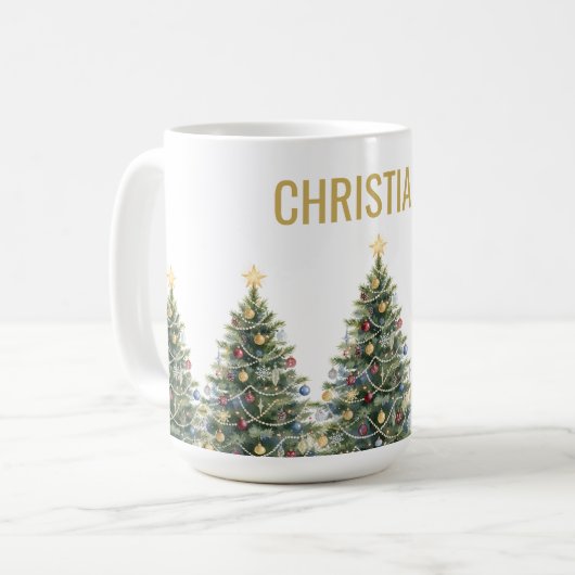 Benutzerdefinierter Rustikaler Wasserfarbe-Weihnac Kaffeetasse (Vorderseite Links)