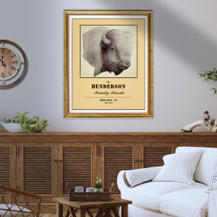 Benutzerdefinierter rustischer Buffalo-Familiennam Poster