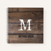 Benutzerdefinierter rustischer Mit Monogramm Holzm Notizblock (Vorderseite)