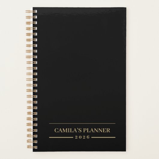 Benutzerdefinierter Samt-Schwarz-Minimal-Kalender Planer (Vorderseite)