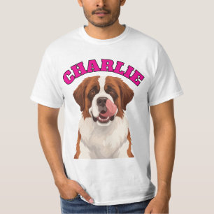 Benutzerdefinierter Sankt Bernhard Große Hund Zung T-Shirt