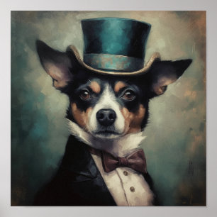 Benutzerdefinierter schicker Chihuahua mit blaugrü Poster