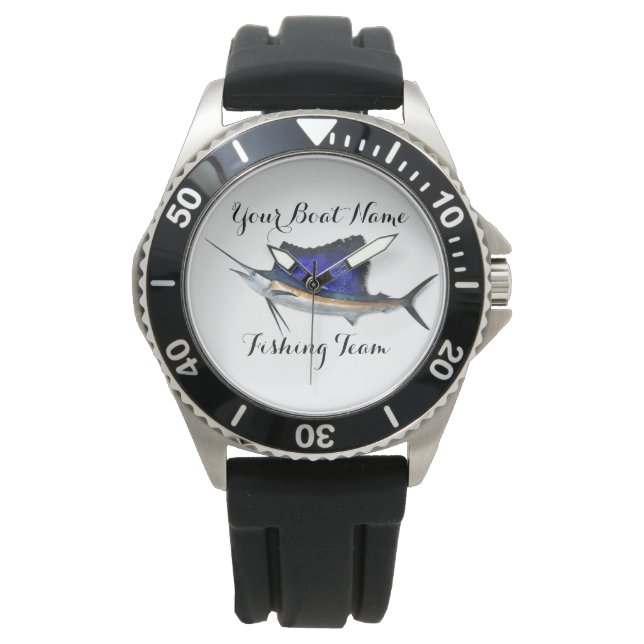Benutzerdefinierter Schiffsname Sailfish Armbanduhr (Vorderseite)