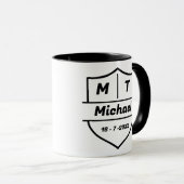 Benutzerdefinierter Schild Name Datum und Initiale Tasse (VorderseiteRechts)