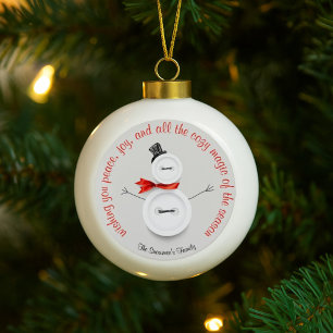 Benutzerdefinierter Schneemann-Knopfballs-Schmuck Keramik Kugel-Ornament