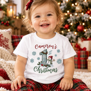 Benutzerdefinierter Schneemann zum ersten Weihnach Baby T-shirt