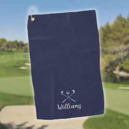 Benutzerdefinierter Schriftname Golfschläger Navy  Golfhandtuch