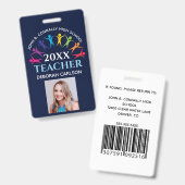 Benutzerdefinierter Schullehrer Niedlicher Regenbo Ausweis (Vorder- & Rückseite)