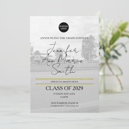 Benutzerdefinierter Schwarz-Gold-Abschluss mit Bac Einladung (Stehend Vorderseite)