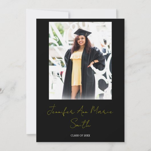 Benutzerdefinierter Schwarz-Gold-Abschluss mit Bac Einladung (Rückseite)