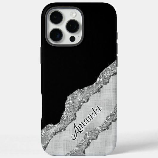 Benutzerdefinierter Schwarz-Grau-Glitzer Case-Mate iPhone Hülle (Rückseite)