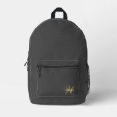 Benutzerdefinierter Schwarz-Grau-Initial-Monogramm Bedruckter Rucksack (Vorderseite)