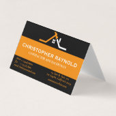 Benutzerdefinierter Schwarz-Orange-Zuhause-Gebäude Visitenkarten (Vorderseite)