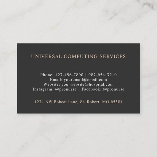 Benutzerdefinierter Schwarz-weiß-Beige-Computerkre Visitenkarte (Rückseite)