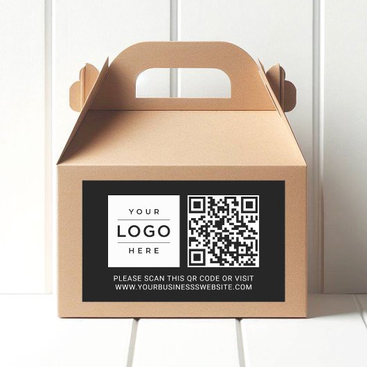 Benutzerdefinierter schwarzer Geschäftslogo-QR-Cod Rechteckiger Aufkleber