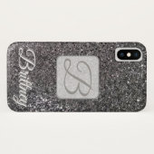 Benutzerdefinierter schwarzer Glitzer iPhone x-Geh Case-Mate iPhone Hülle (Rückseite (Horizontal))