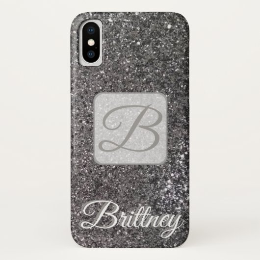 Benutzerdefinierter schwarzer Glitzer iPhone x-Geh Case-Mate iPhone Hülle (Rückseite)