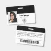 Benutzerdefinierter Schwarzer Mitarbeiter: Foto, B Ausweis (Front & Back)