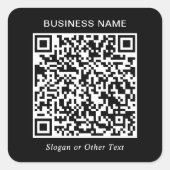 Benutzerdefinierter schwarzer QR-Code Geschäft Quadratischer Aufkleber (Vorderseite)