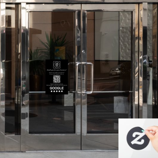 Benutzerdefinierter schwarzer QR-Code | Google Bew Fensteraufkleber (Büro Tür)