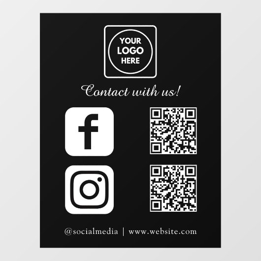 Benutzerdefinierter schwarzer QR-Code | Instagram Fensteraufkleber (Blatt)