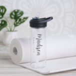 Benutzerdefinierter schwarzer Skriptname Trinkflasche<br><div class="desc">Klarere Wasserflasche mit Vorname in einem fett gedruckten,  schwarzen Skript mit Nachname in moderner Schrift. Die einfache,  personalisierte Wasserflasche kann auch zur Anzeige Ihres Unternehmens- oder Firmennamens verwendet werden.</div>