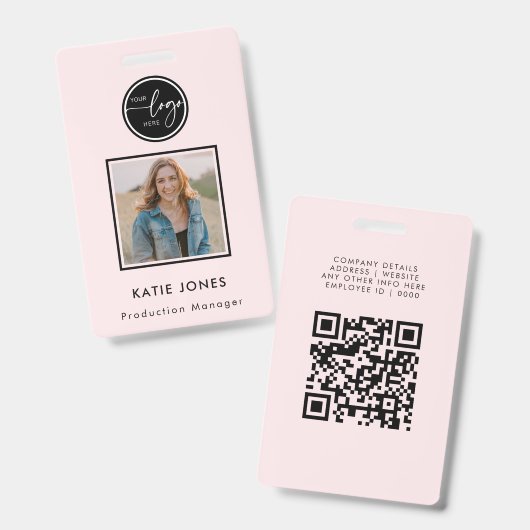 Benutzerdefinierter schwarzer und rosa QR-Code Fir Ausweis (Vorder- & Rückseite)
