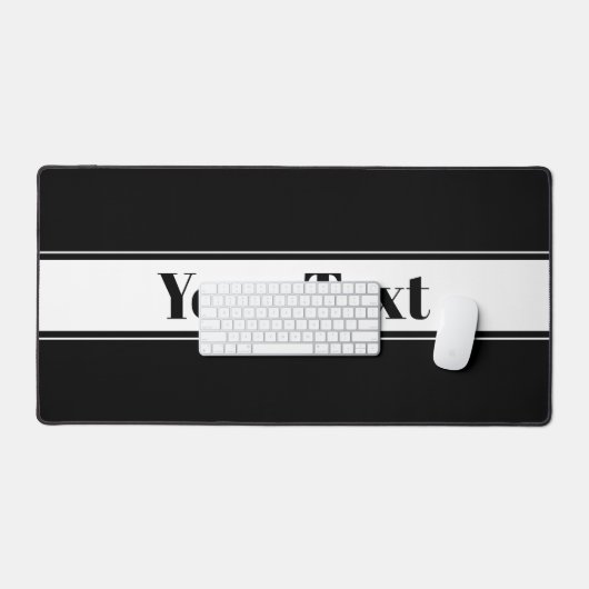 Benutzerdefinierter schwarzer und weißer Textstrei Schreibtischunterlage (Tastatur & Maus)