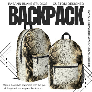 Benutzerdefinierter schwarzer, weißer und brauner bedruckter rucksack