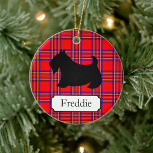 Benutzerdefinierter Scottish Terrier Weihnachtssch Keramik Ornament