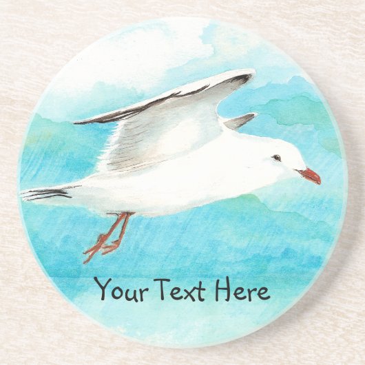 Benutzerdefinierter Seagull und Name, Vogelsammlun Sandstein Untersetzer (Vorne)