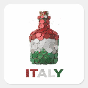 Benutzerdefinierter Silber-ITALY-Quadrat-Aufkleber Quadratischer Aufkleber