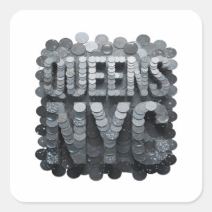 Benutzerdefinierter Silber QUEENS NYC Craft Aufkle Quadratischer Aufkleber