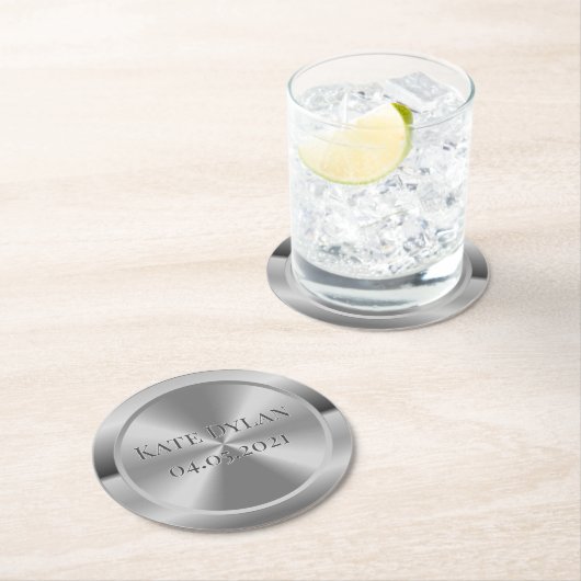 Benutzerdefinierter simulierter Silber-Papier-Unte Runder Pappuntersetzer (Vor Ort)