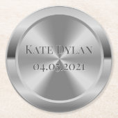 Benutzerdefinierter simulierter Silber-Papier-Unte Runder Pappuntersetzer (Vorderseite)